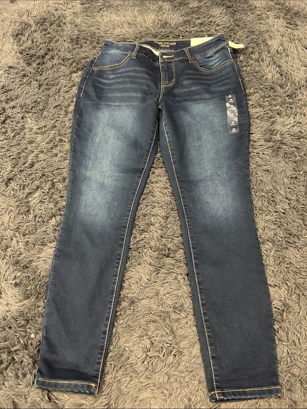 Maurices Dark Blue Skinny Jeans with Whisker Fade